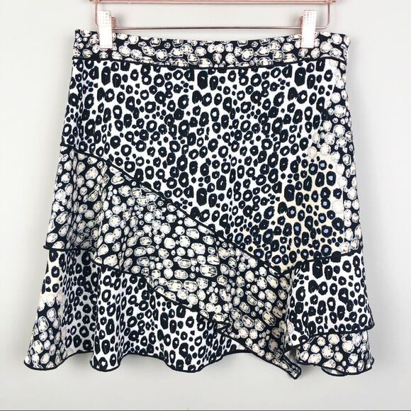 DEREK LAM 10 CROSBY | Animal Print Ruffle Skirt NEW Women’s Size 8 - Picture 2 of 13